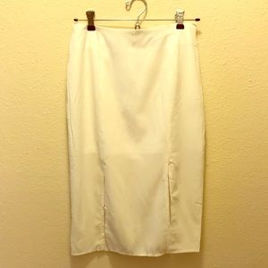New White Pencil Skirt with Front Slits